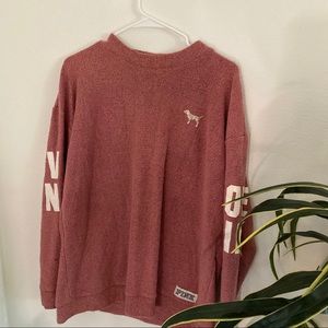 vs pink mock neck pink sweater
